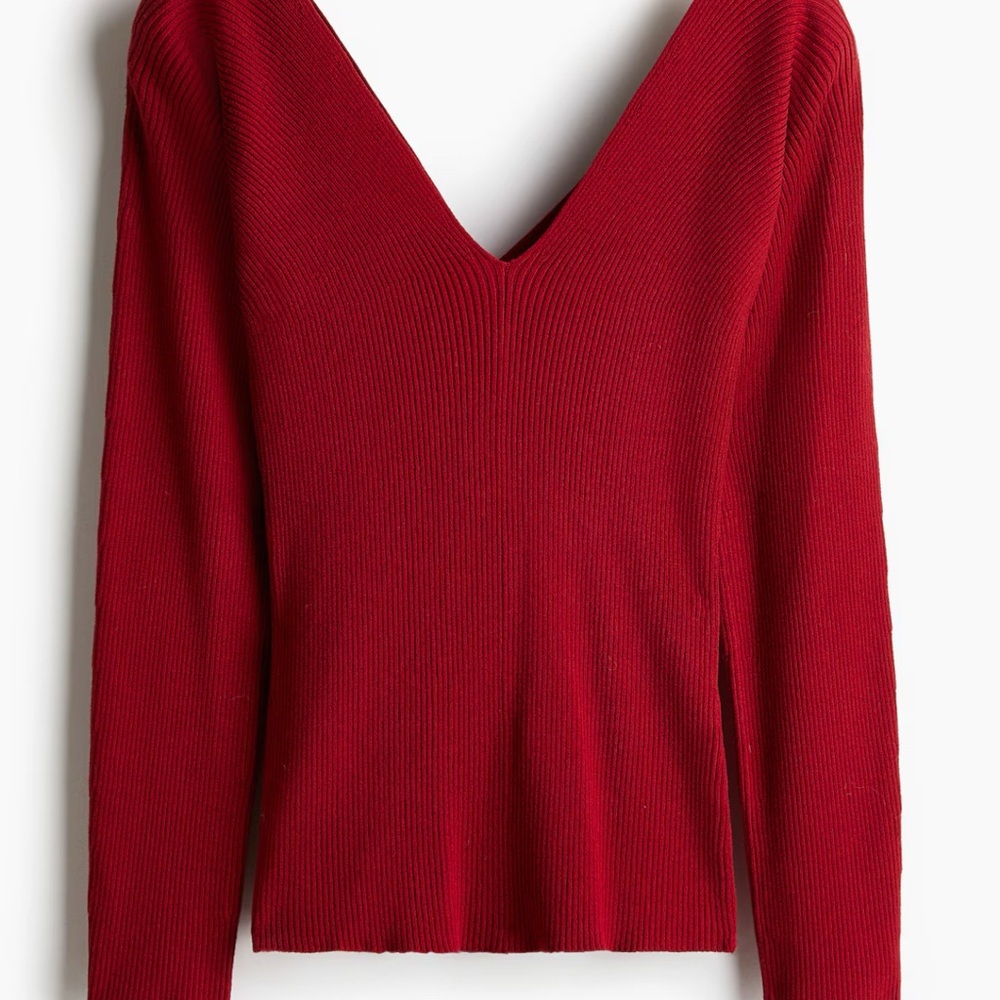 H&M Deep Red V-Neck Sweater